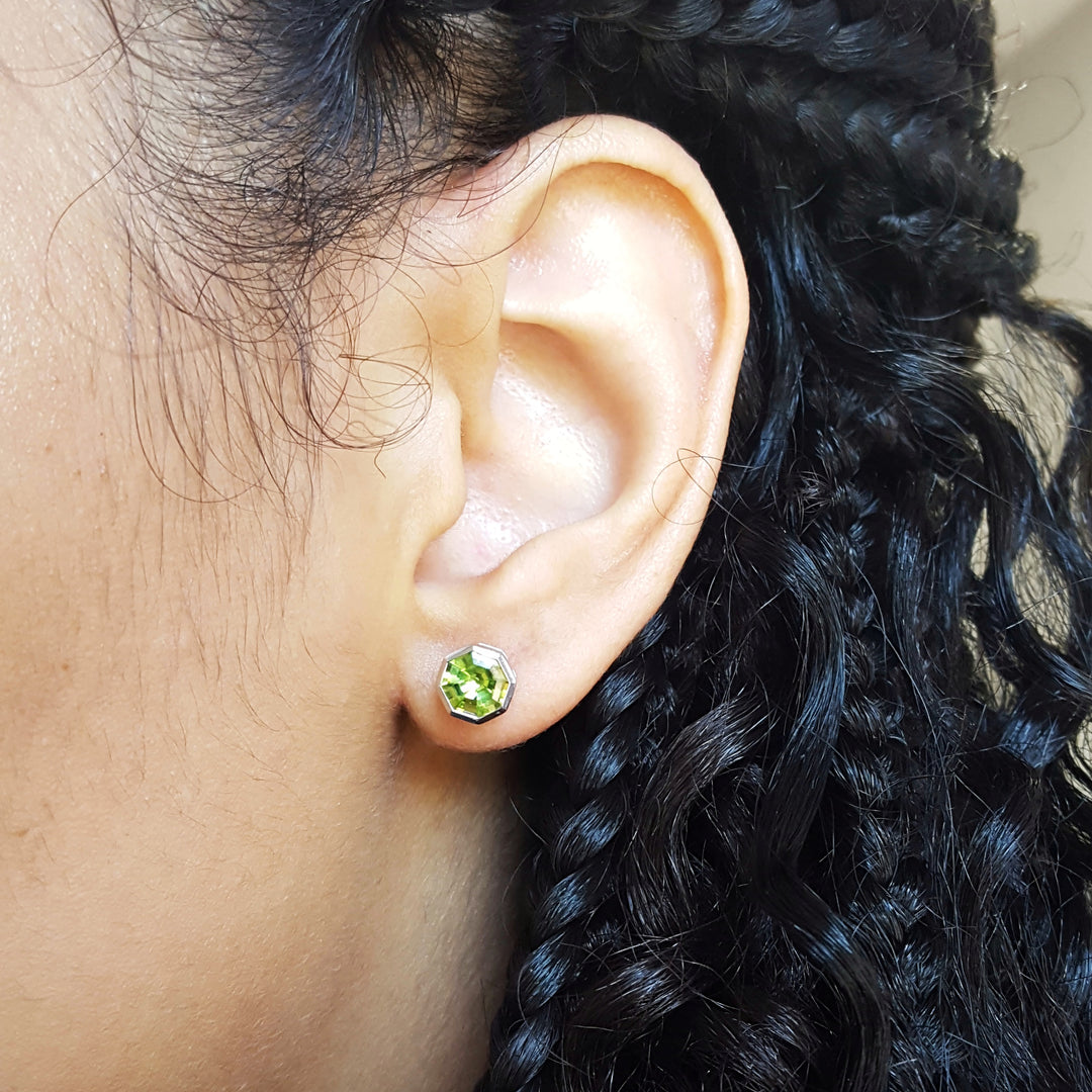 Peridot Hexagon Studs