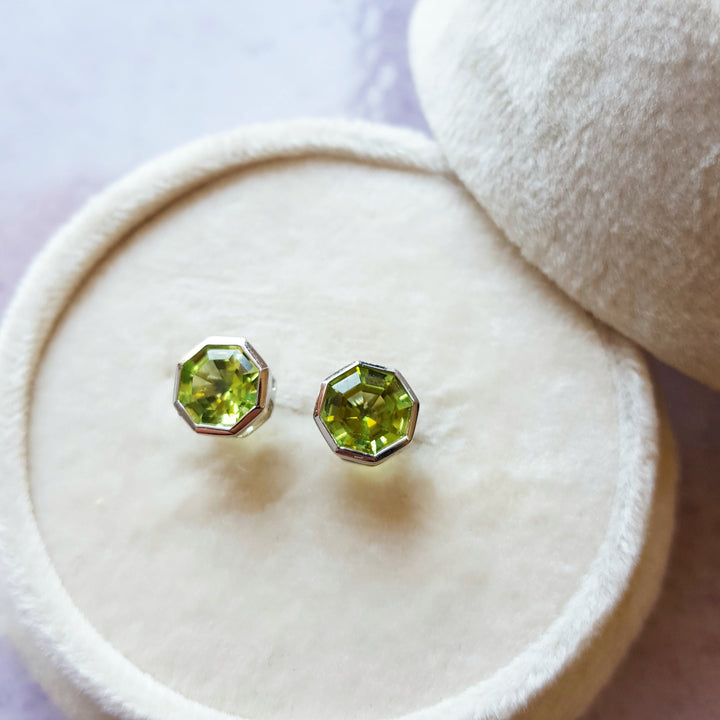 Peridot Hexagon Studs