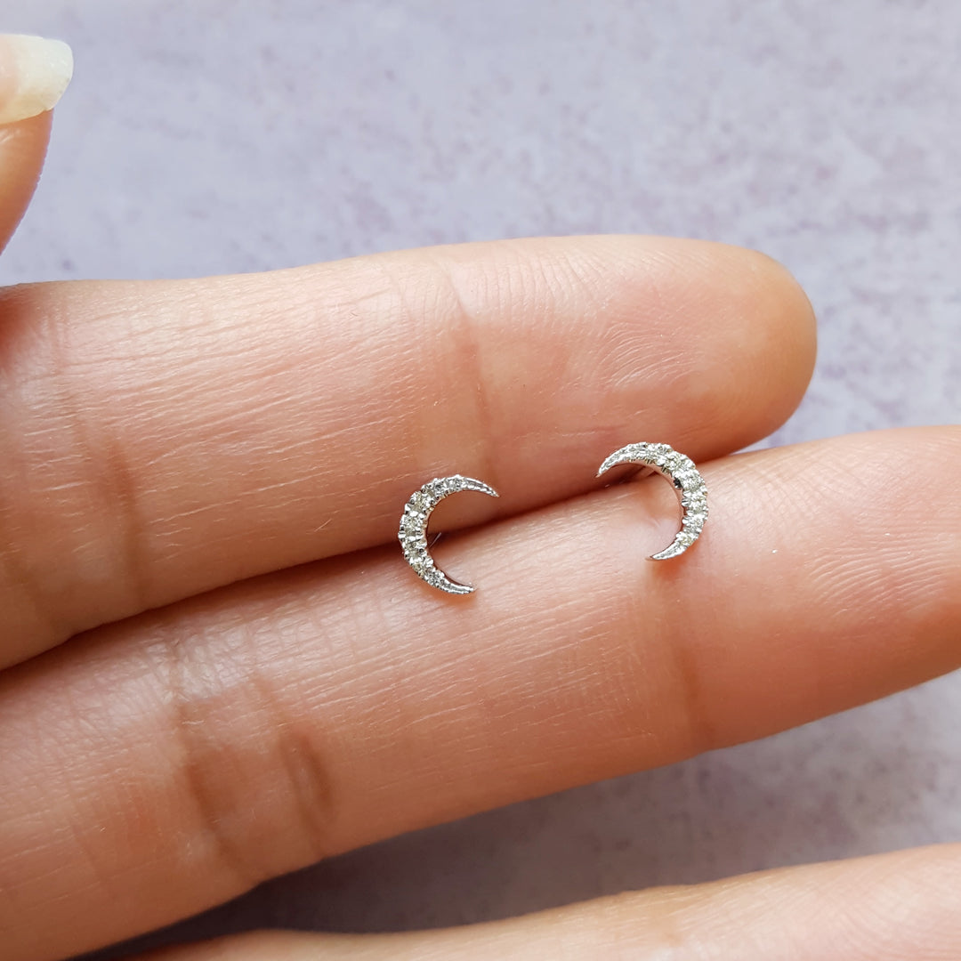Diamond Moon Studs