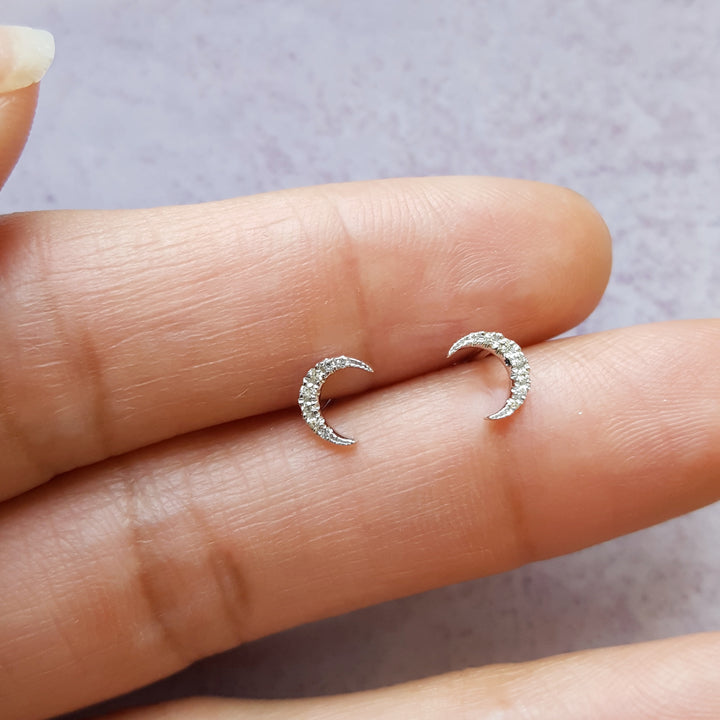 Diamond Moon Studs