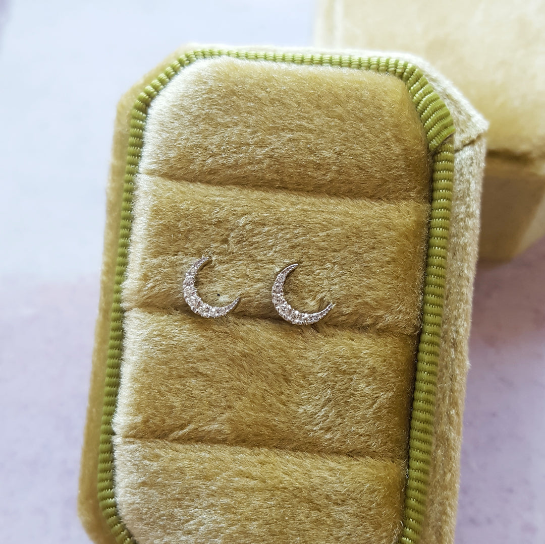 Diamond Moon Studs