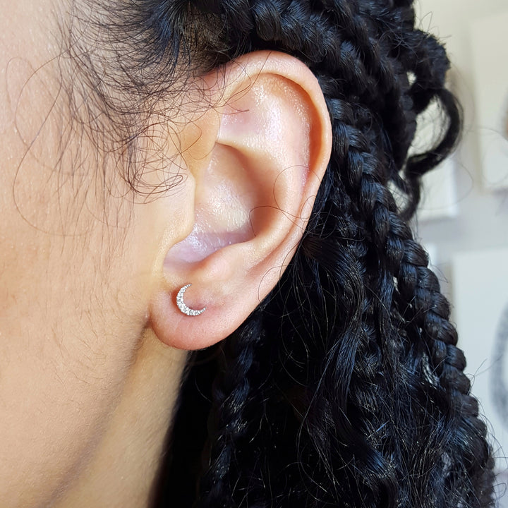 Diamond Moon Studs