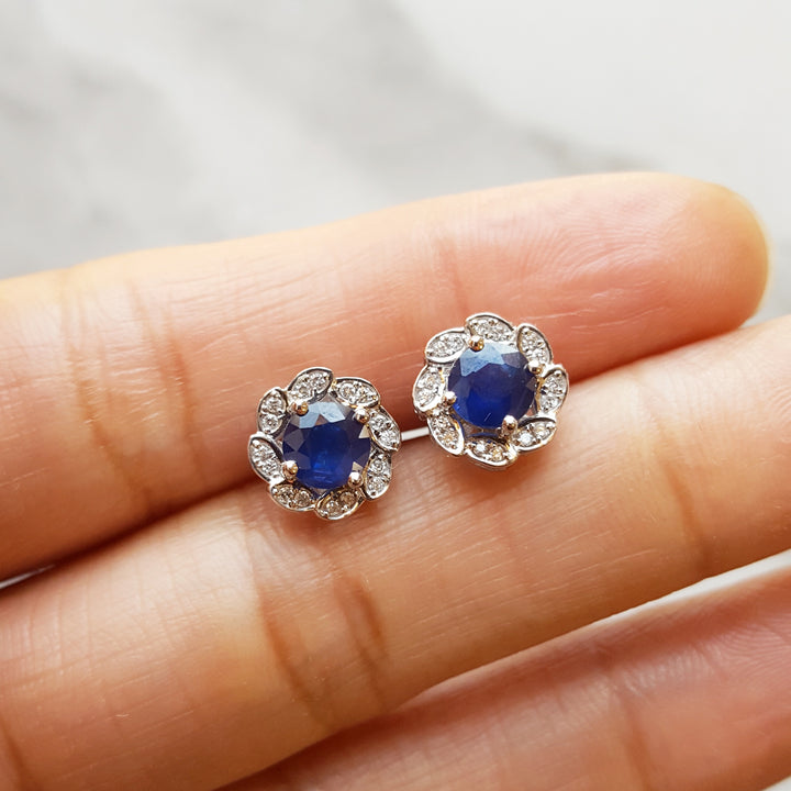 Sapphire Flower Studs