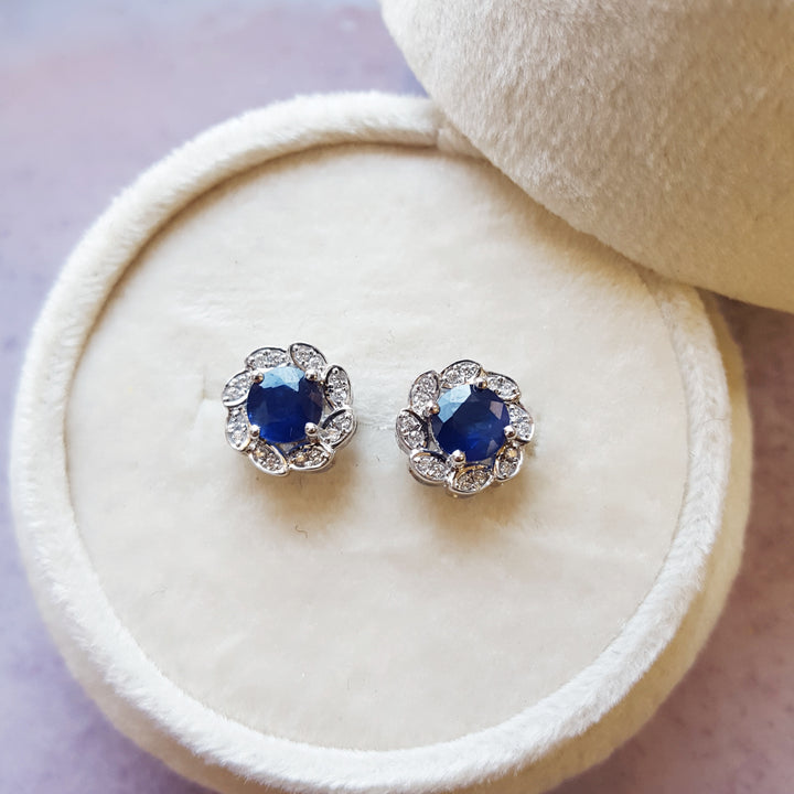 Sapphire Flower Studs