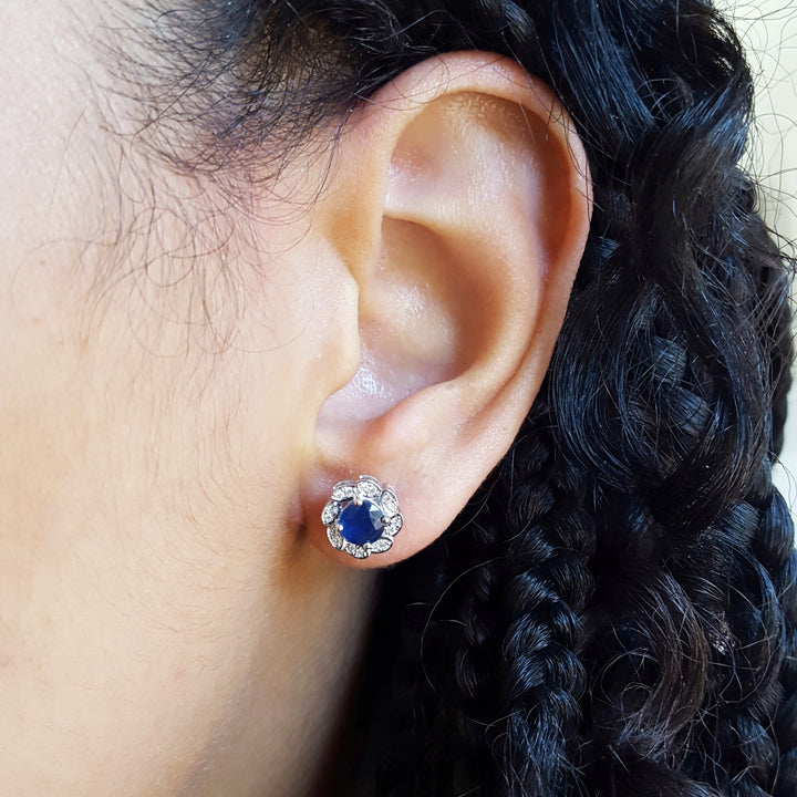 Sapphire Flower Studs