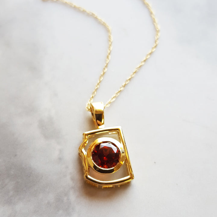 Gold and Garnet State Pendant