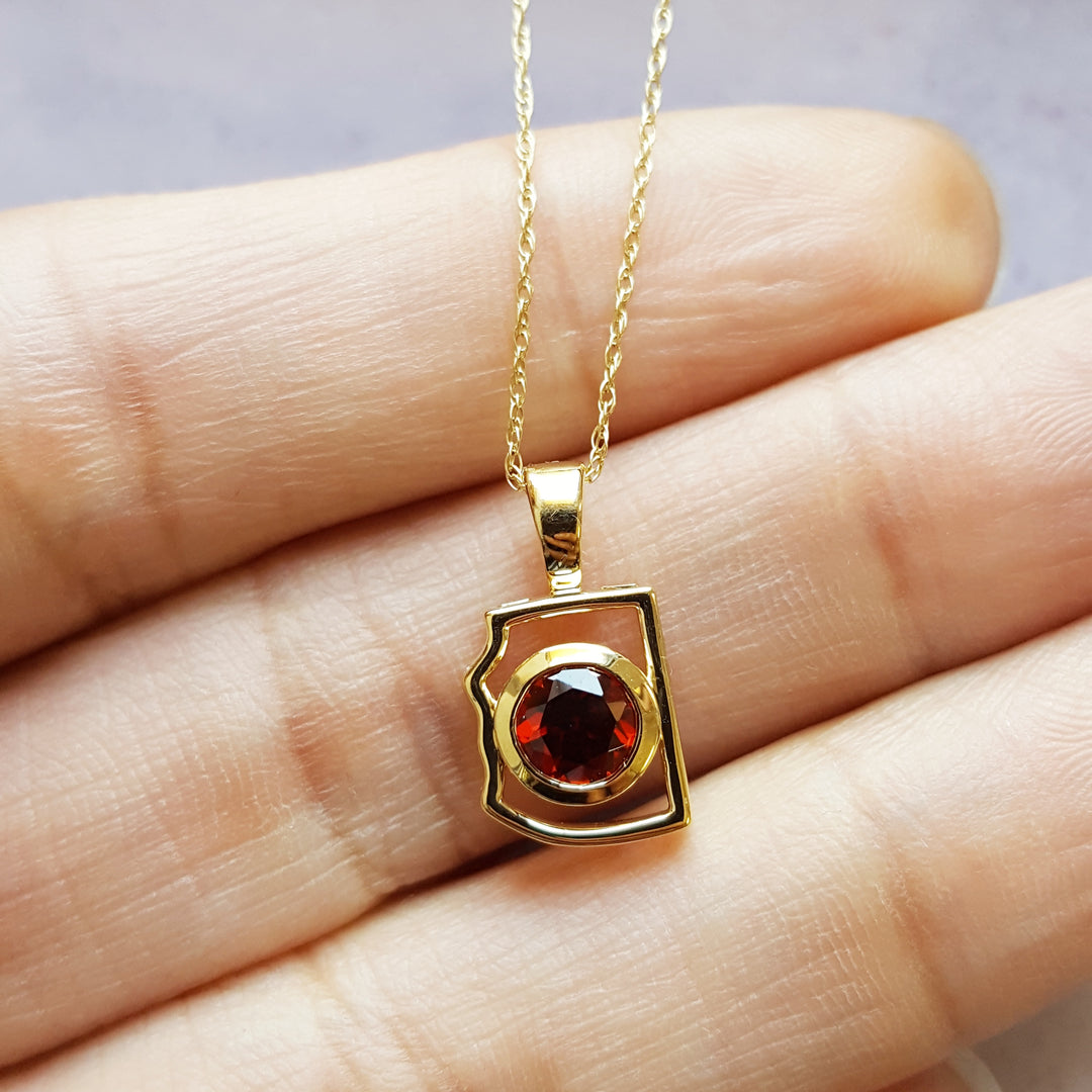Gold and Garnet State Pendant
