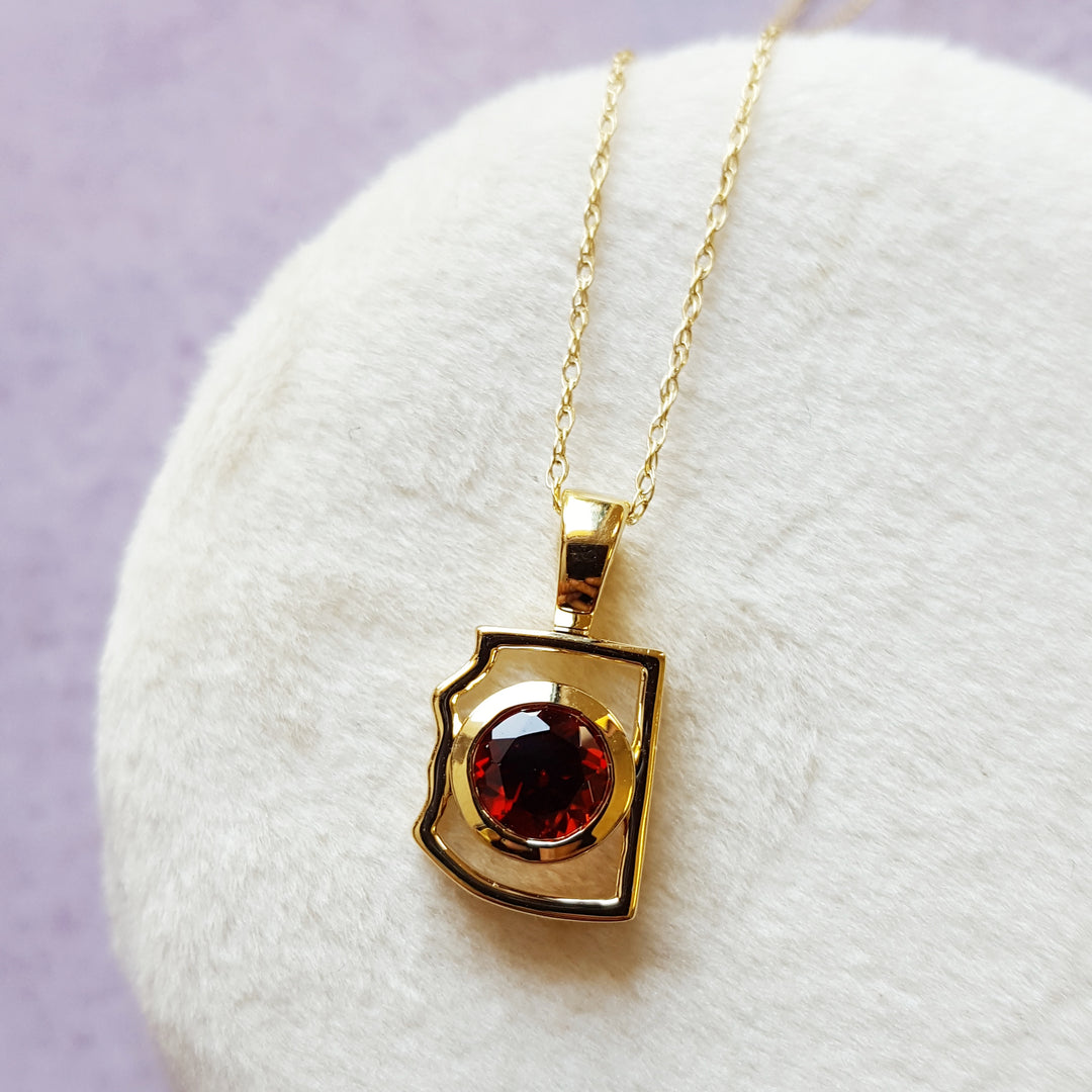Gold and Garnet State Pendant