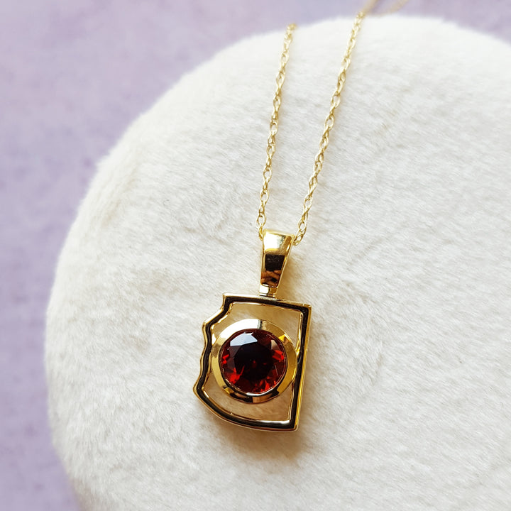 Gold and Garnet State Pendant