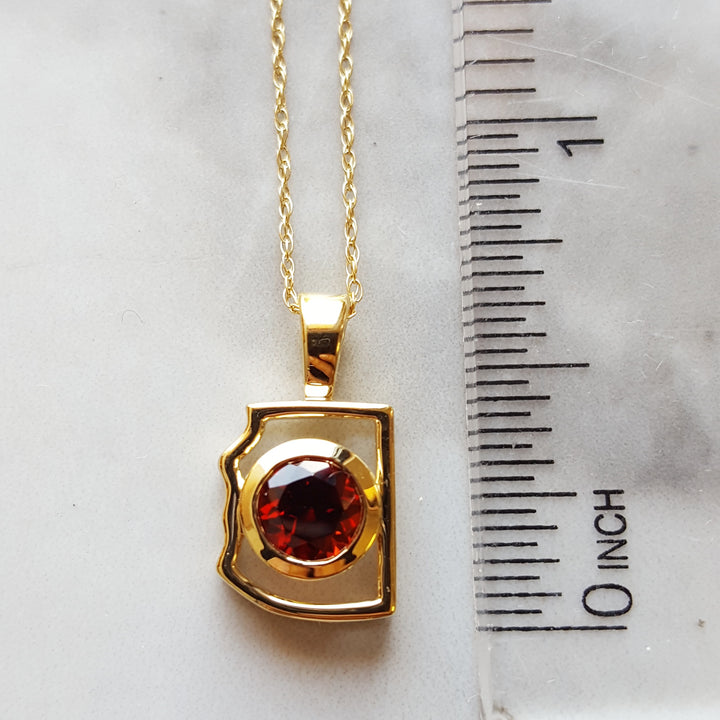 Gold and Garnet State Pendant