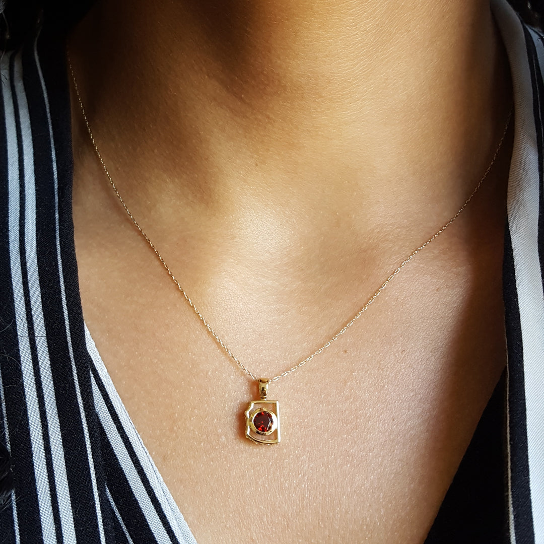 Gold and Garnet State Pendant