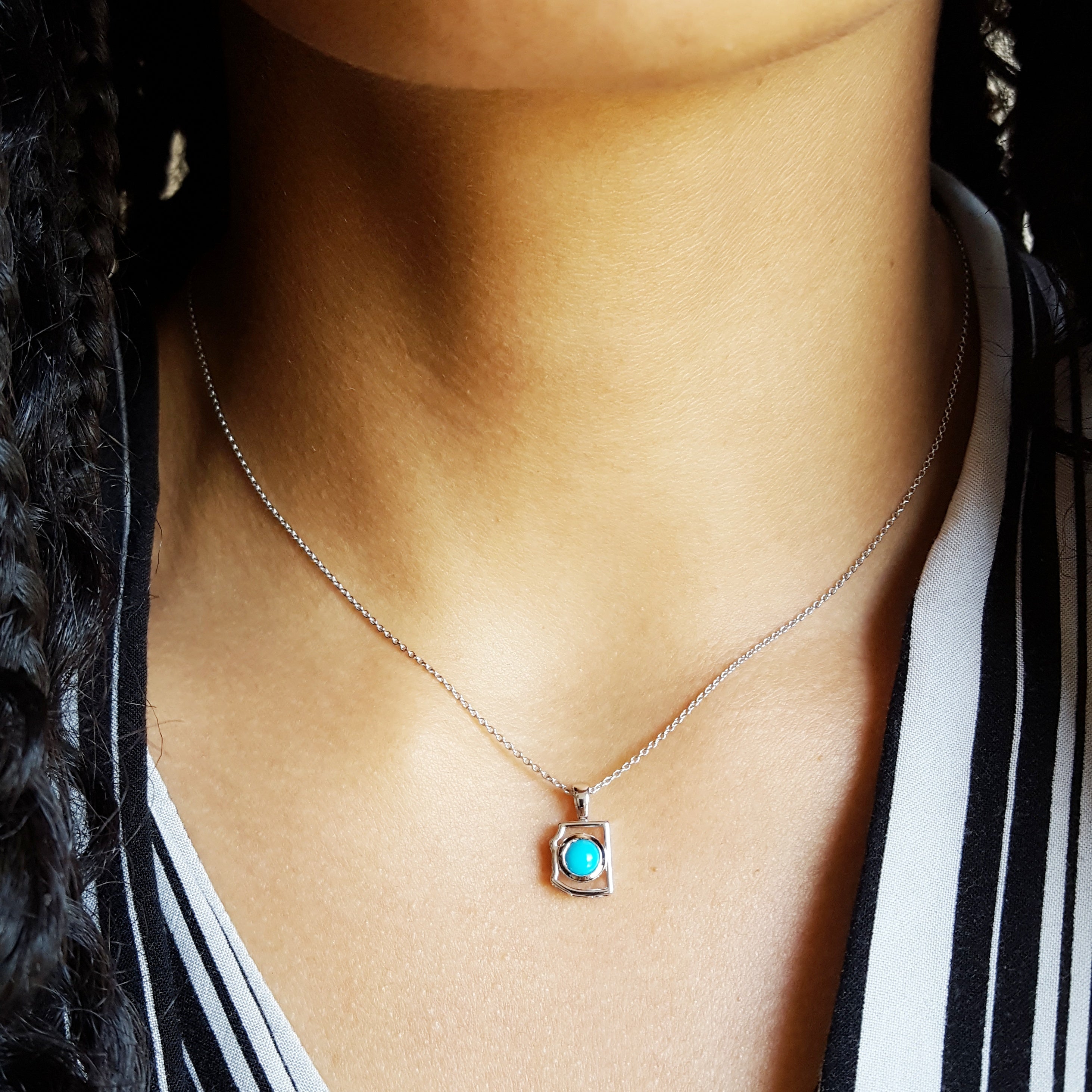 14K Gold and Turquoise Mini State Pendant – Sami Fine Jewelry