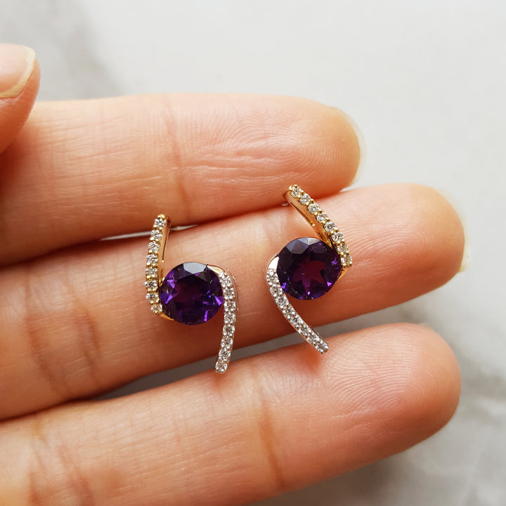 Two-Tone Arizona Amethyst Bypass Earrings