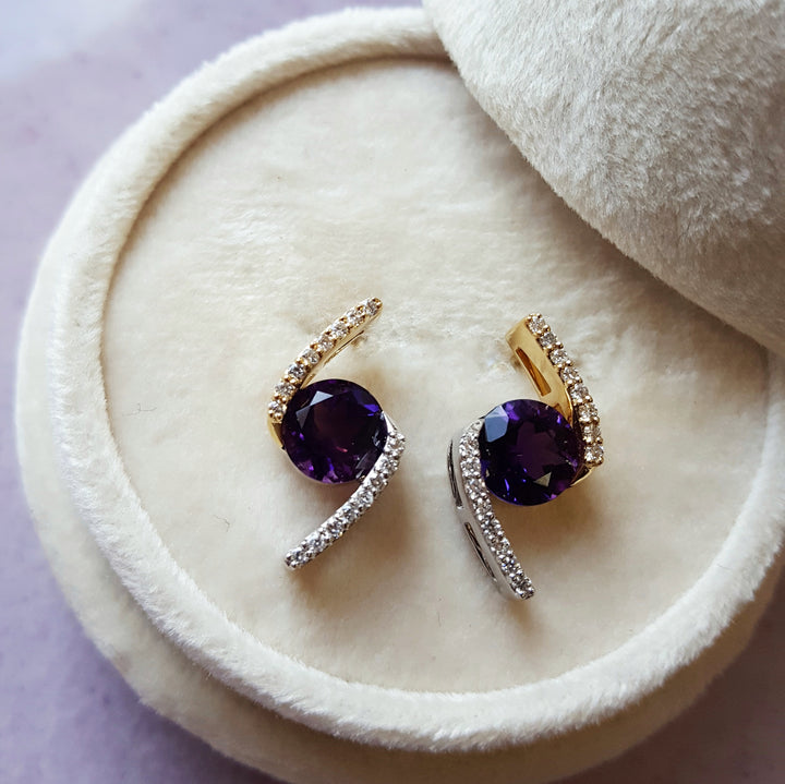 Two-Tone Arizona Amethyst Bypass Earrings