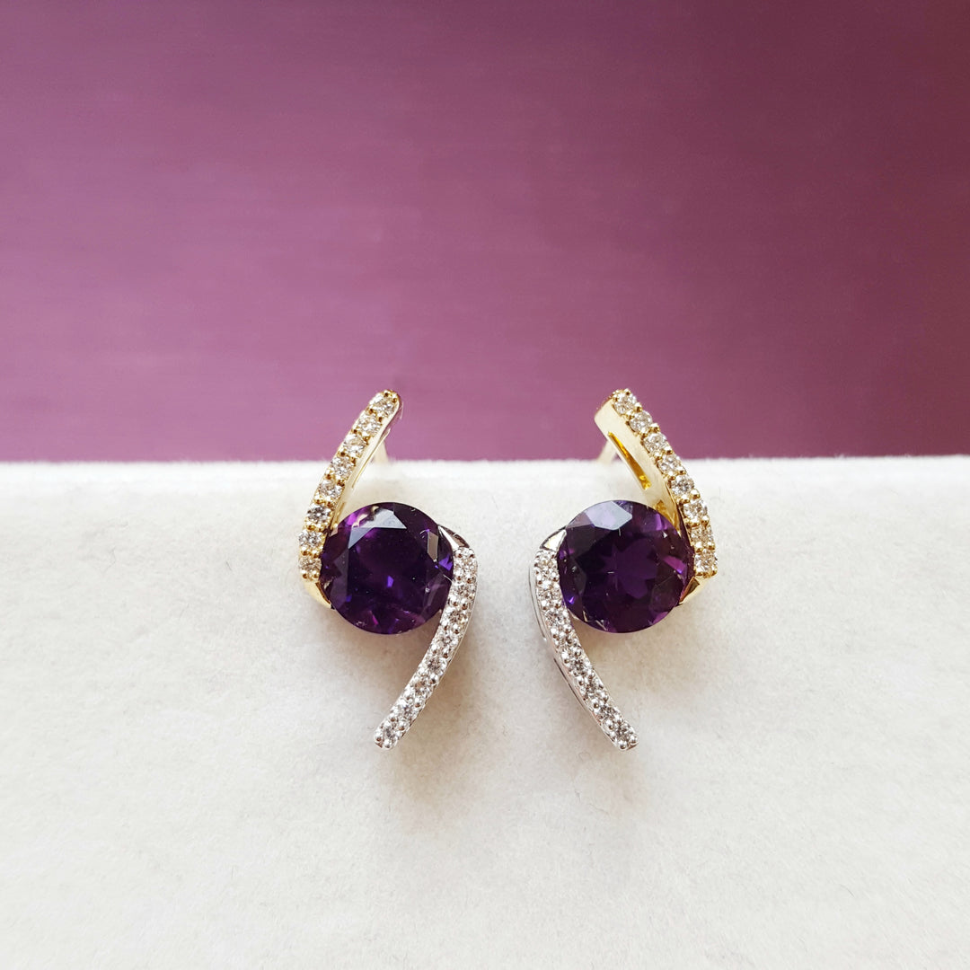 Two-Tone Arizona Amethyst Bypass Earrings