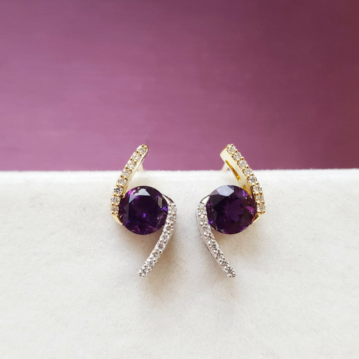 Two-Tone Arizona Amethyst Bypass Earrings