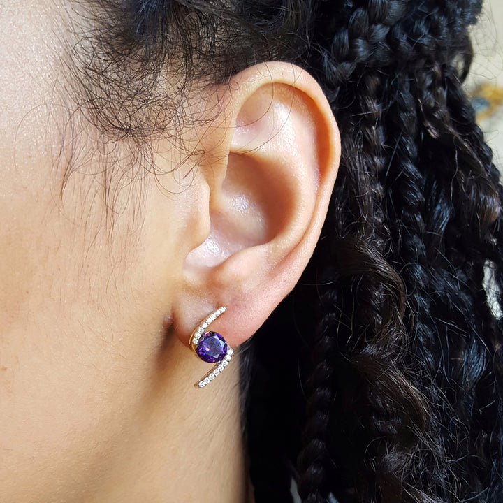 Two-Tone Arizona Amethyst Bypass Earrings