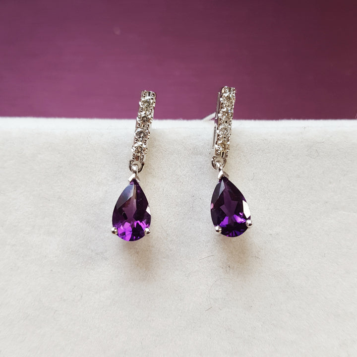 Pear Bar Amethyst Dangles