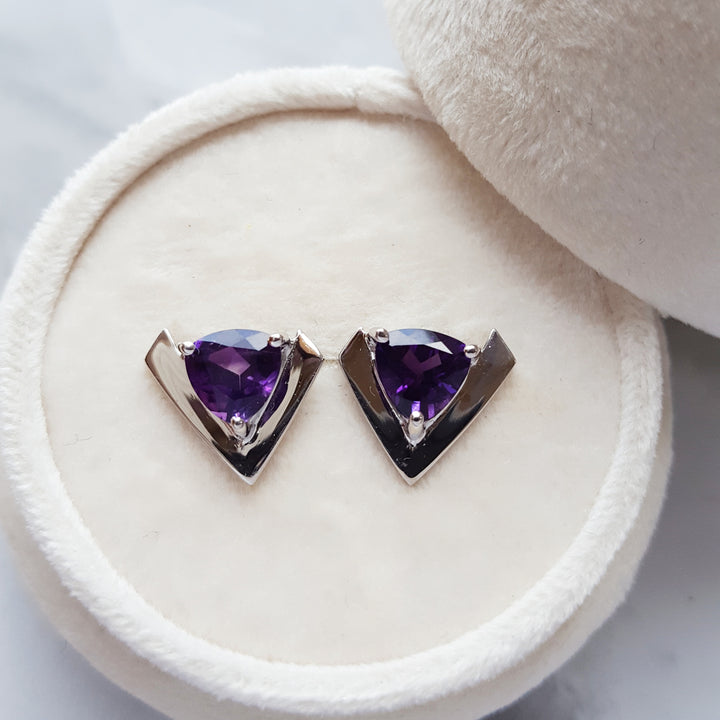 Amethyst Shield Studs