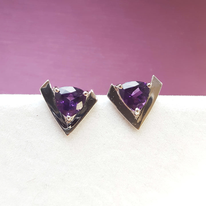 Amethyst Shield Studs