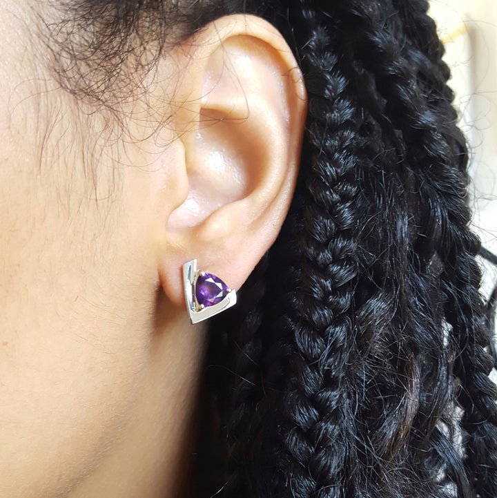 Amethyst Shield Studs