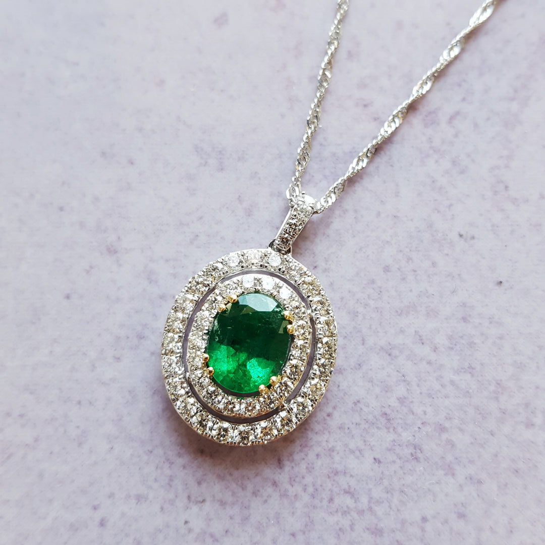 Vintage Halo Inspired Emerald Pendant