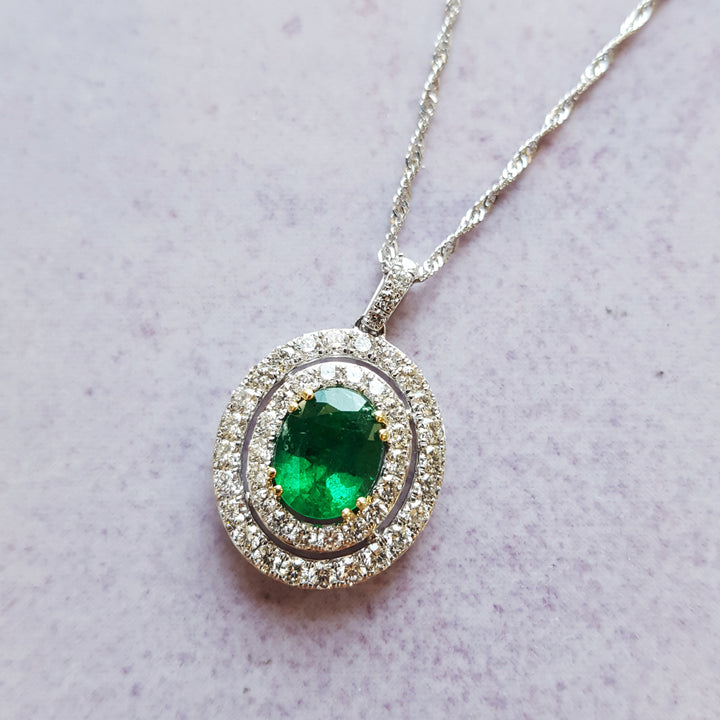Vintage Halo Inspired Emerald Pendant