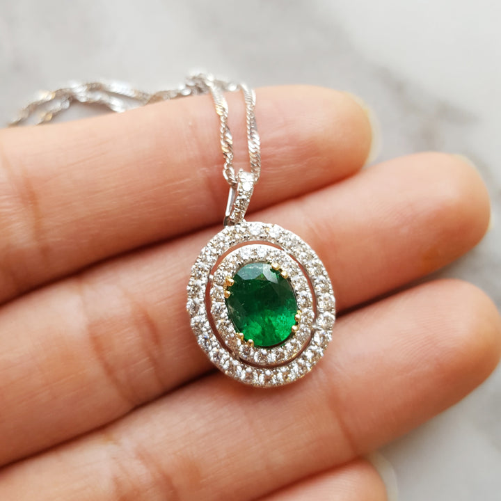 Vintage Halo Inspired Emerald Pendant