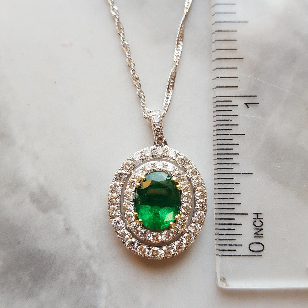 Vintage Halo Inspired Emerald Pendant