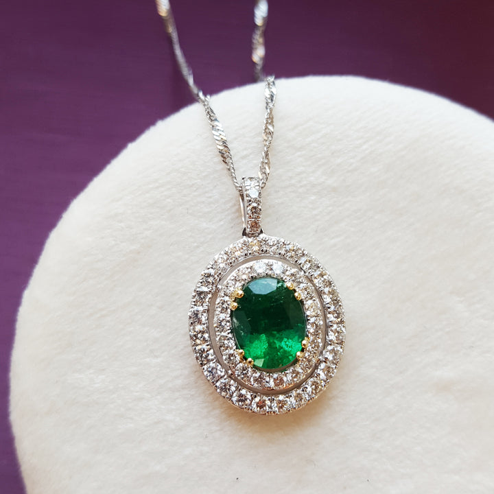 Vintage Halo Inspired Emerald Pendant