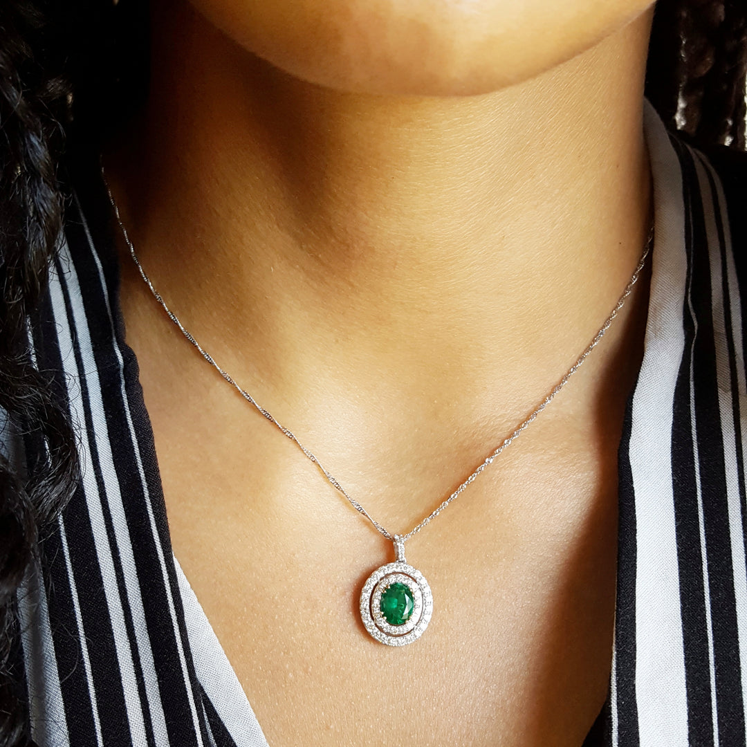Vintage Halo Inspired Emerald Pendant