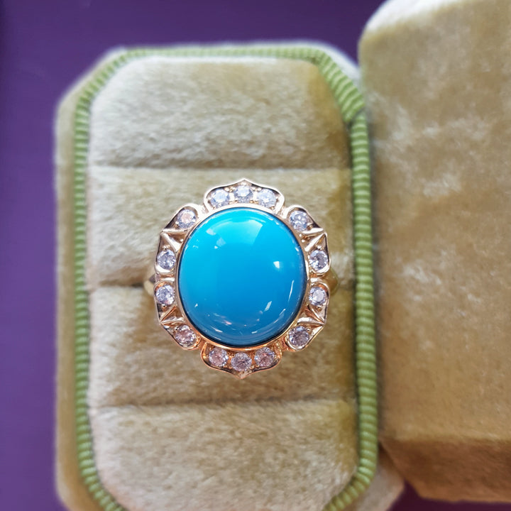 Cabochon Turquoise Flower Ring