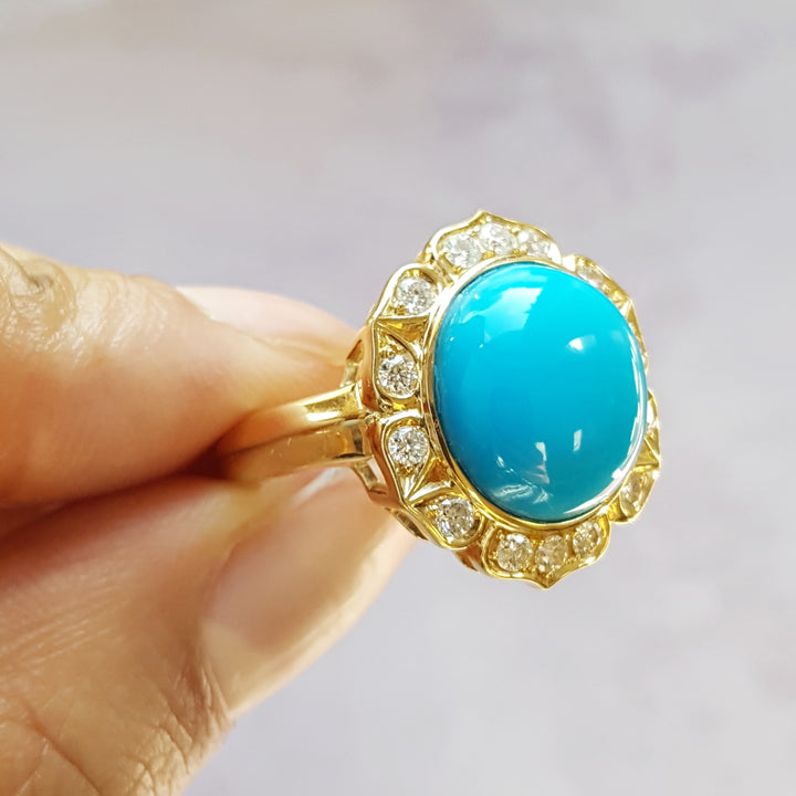 Cabochon Turquoise Flower Ring