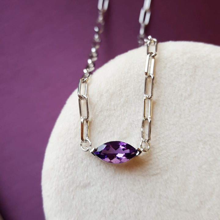 Marquise Bar Amethyst Necklace