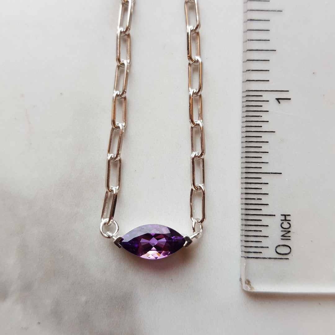 Marquise Bar Amethyst Necklace