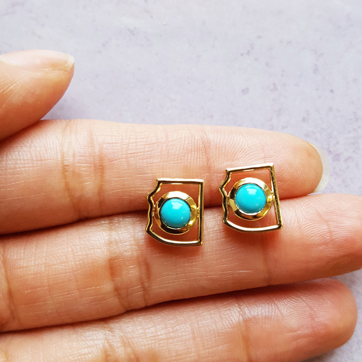 Gold and Turquoise State Studs
