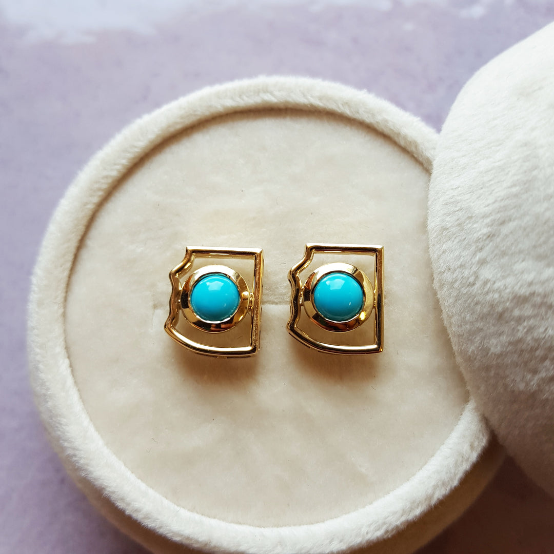 Gold and Turquoise State Studs