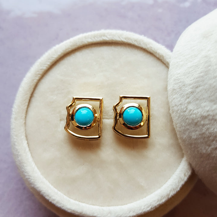 Gold and Turquoise State Studs