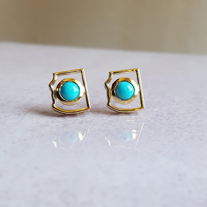 Gold and Turquoise State Studs