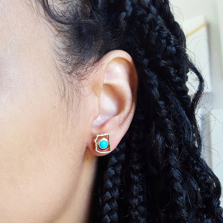Gold and Turquoise State Studs