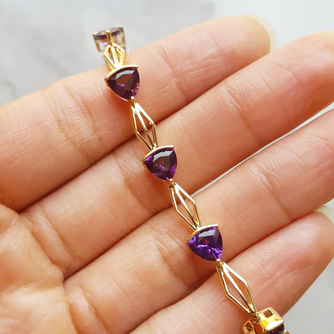 Sleek Trillion Amethyst Bracelet