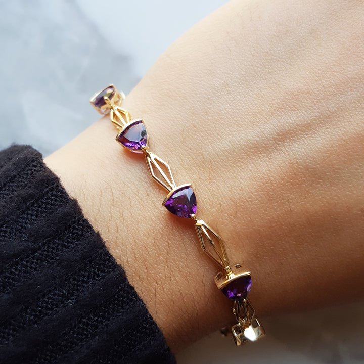 Sleek Trillion Amethyst Bracelet
