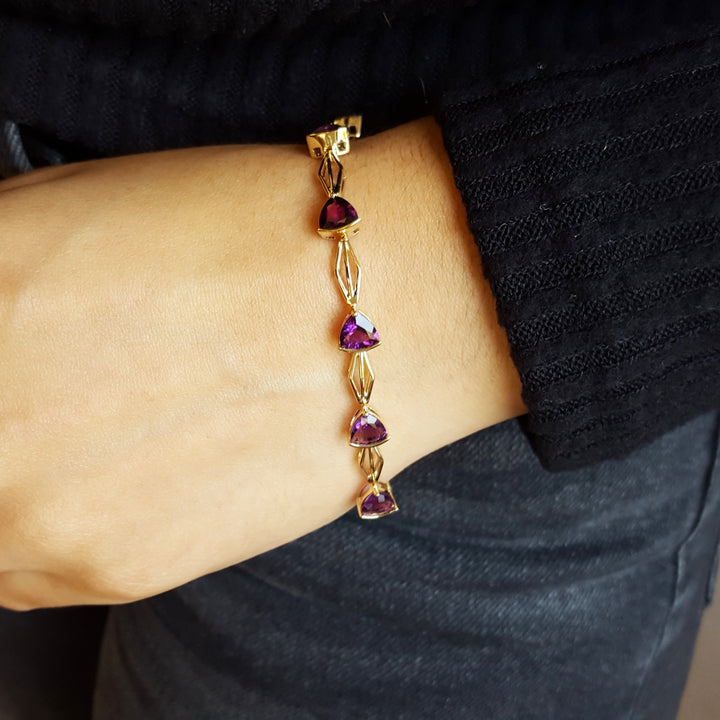 Sleek Trillion Amethyst Bracelet