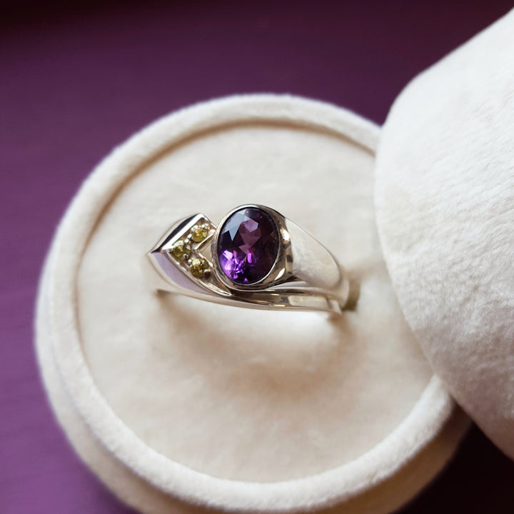 Arizona Amethyst Silver Jewelry Men's Arizona Bezel Ring