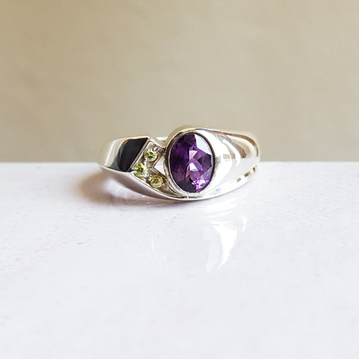 Arizona Amethyst Silver Jewelry Men's Arizona Bezel Ring