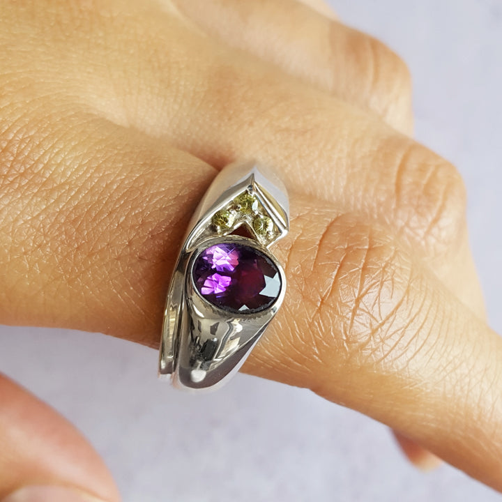 Arizona Amethyst Silver Jewelry Men's Arizona Bezel Ring