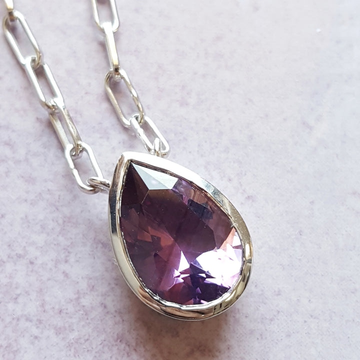 Bold Modern Bezel Amethyst Pendant
