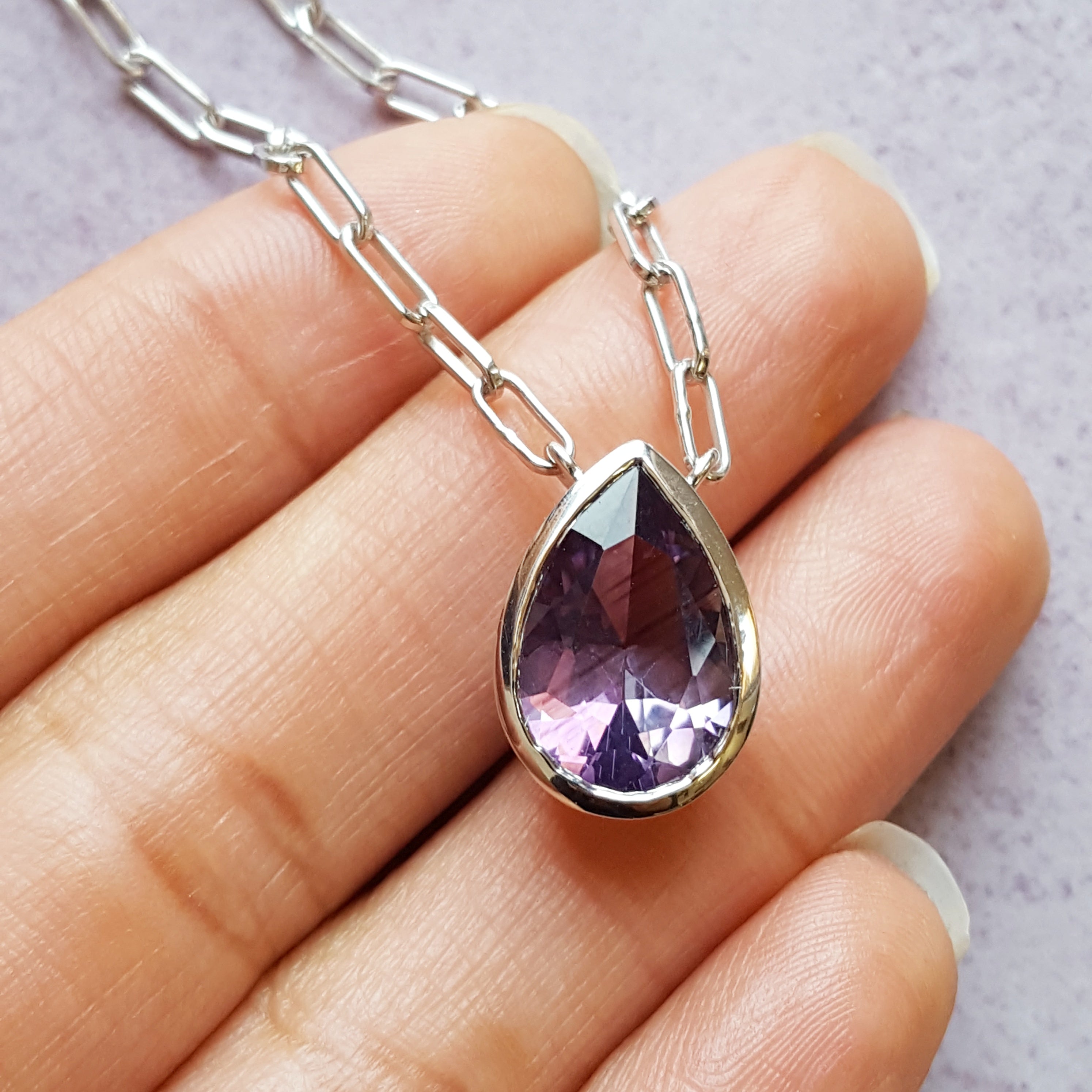 Bold Modern Bezel Amethyst Pendant – Sami Fine Jewelry