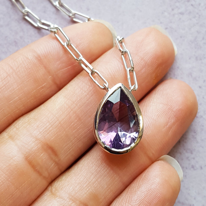 Bold Modern Bezel Amethyst Pendant