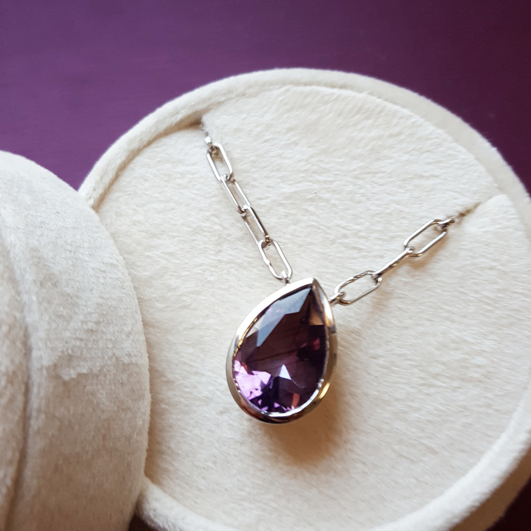 Bold Modern Bezel Amethyst Pendant - Main Image